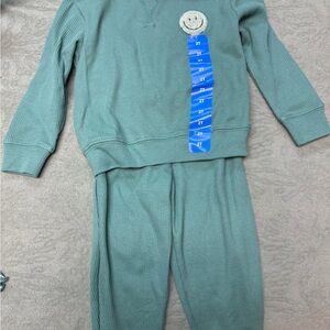Kids Teal Pajama Set with Smiley Patch